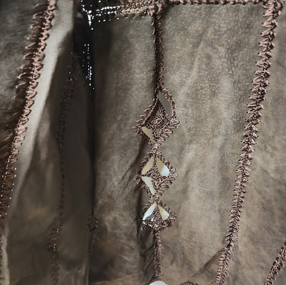 Vintage 1970's Suede jacket with embellished embroidery, by Cache sz L - Picture 9 of 10